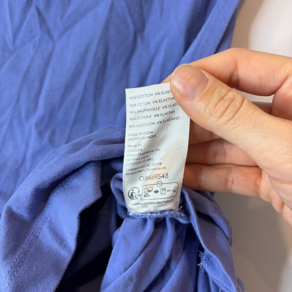 Maeve Blue Purple Sleeveless Mock Neck Muscle Tee Ruched Sides Small - Picture 3 of 4